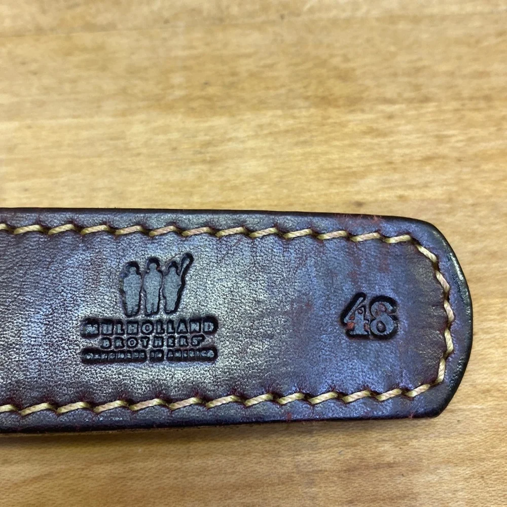 Mulholland Brothers leather belt brass accents size 48
